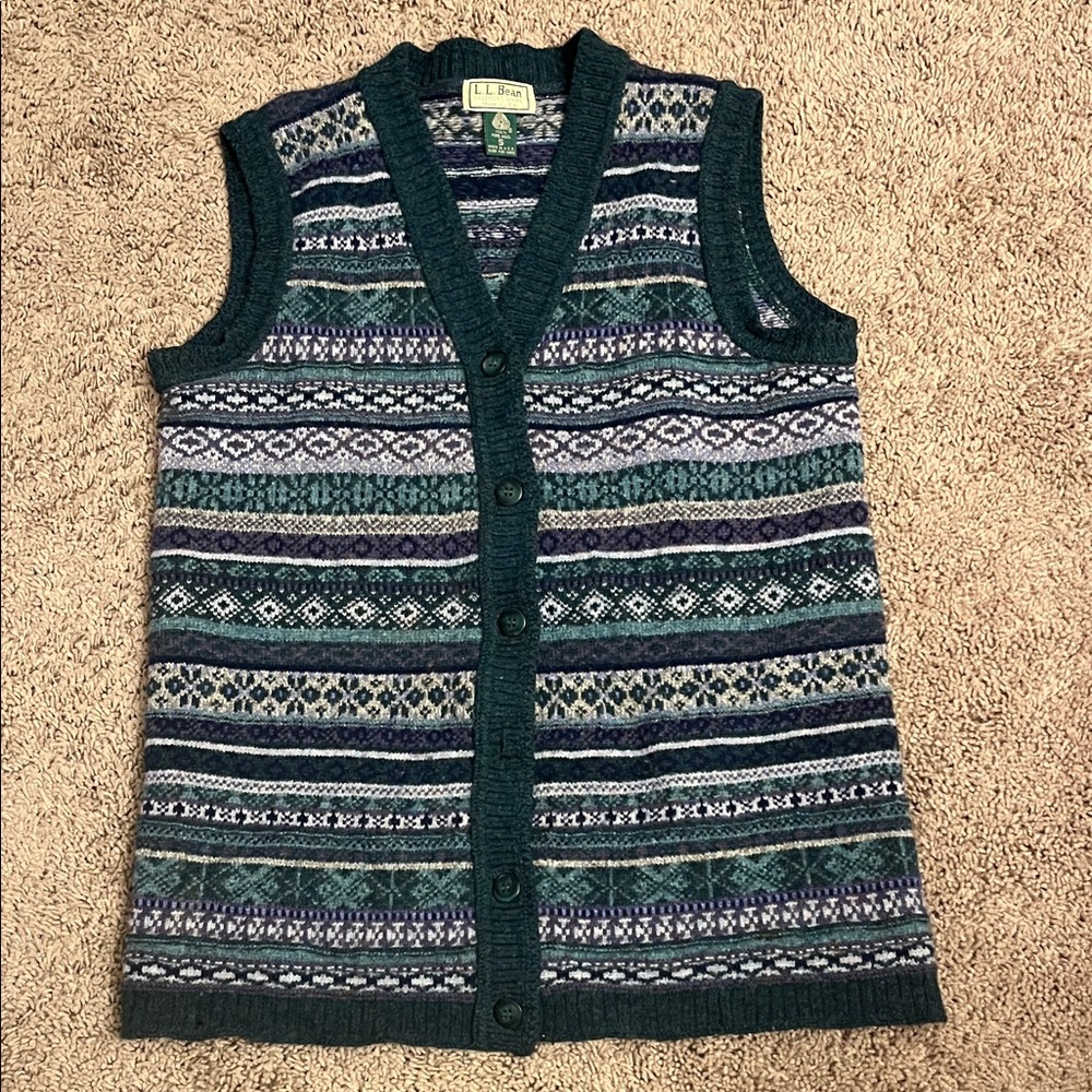 L.L. Bean Multicolor Striped Knit Vest